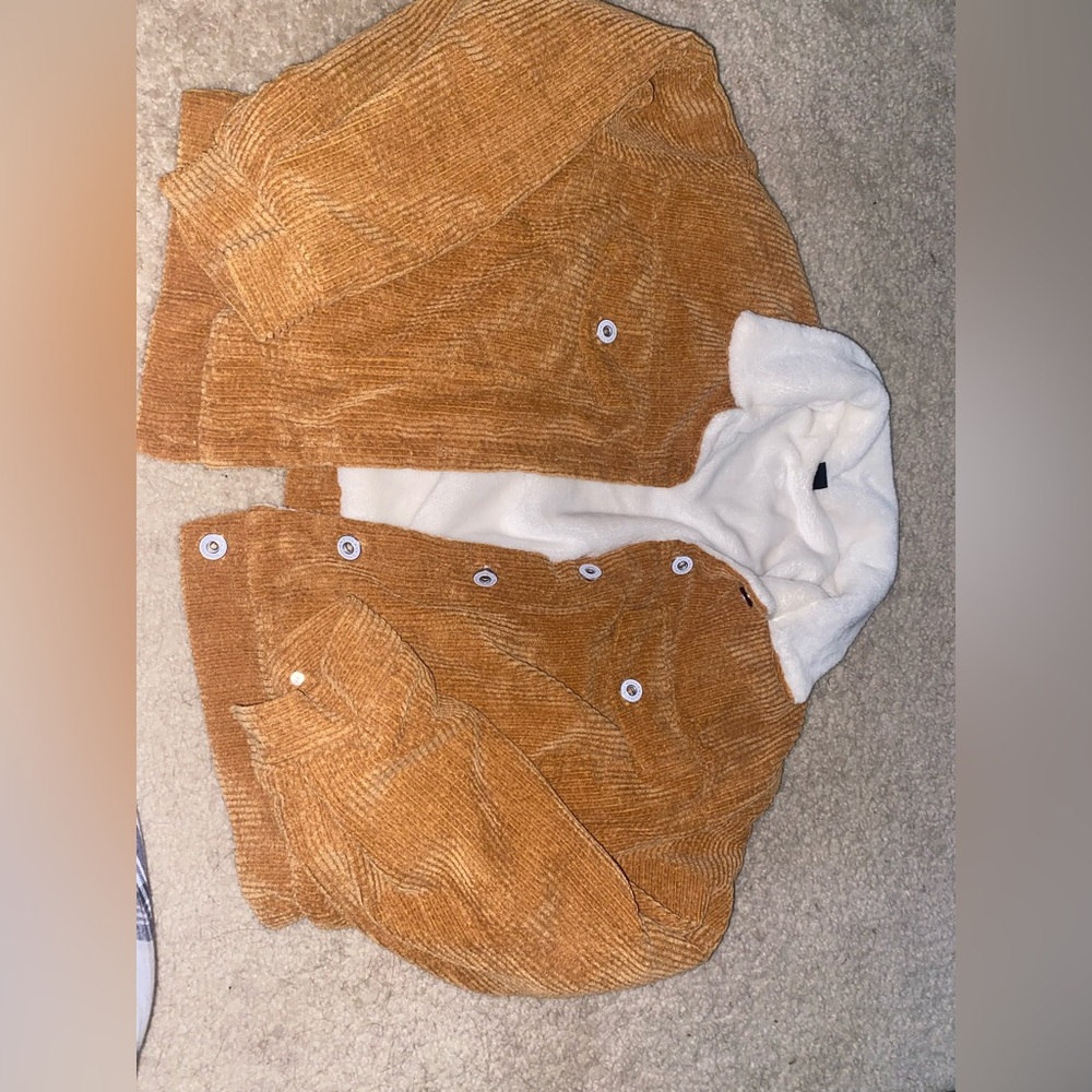 SHEIN Tan Corduroy Jacket with White Lining